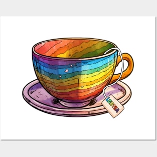 LGBTea gay pride Rainbow Colored Tea Cup Design Posters and Art